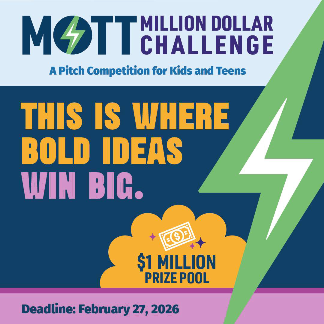 artwork to announce MOTT Million Dollar Challenge. Deadline is February 27, 2026