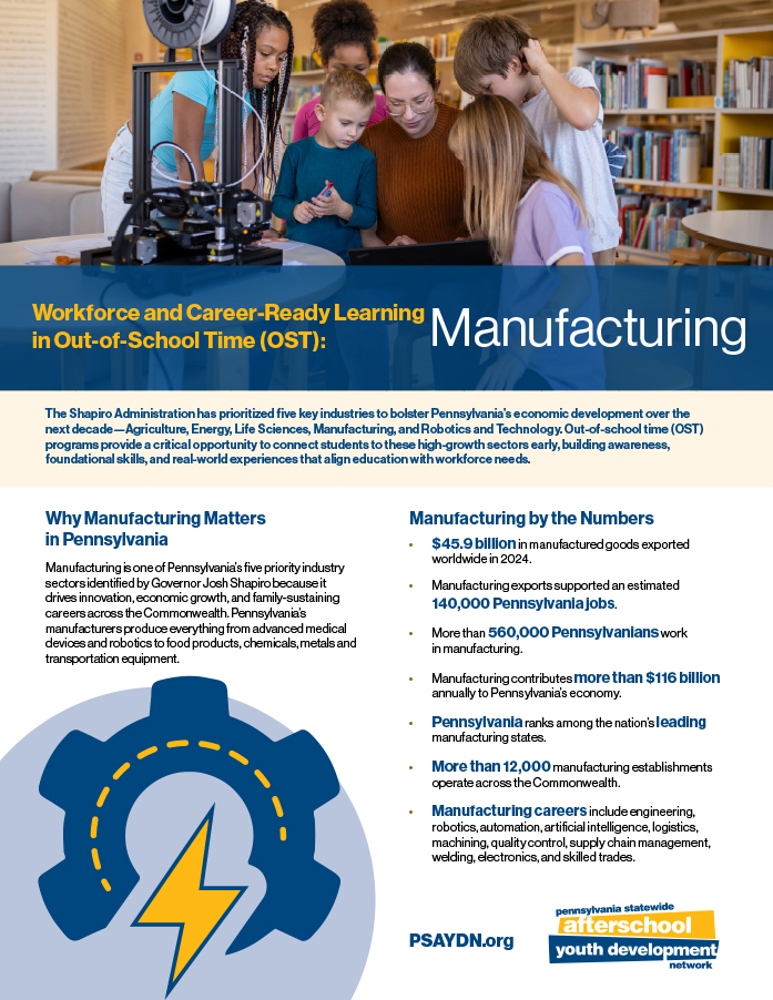 screenshot of PSAYDN's Manufacturing Info Flyer